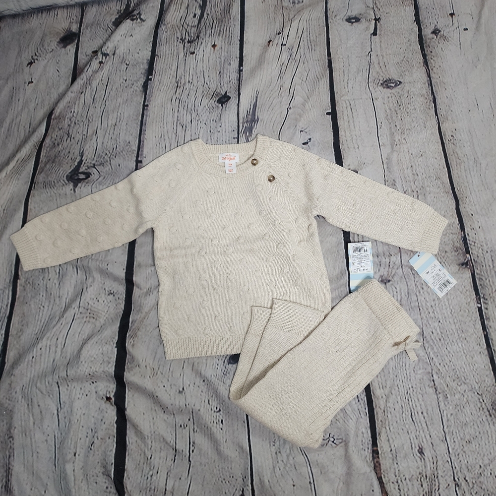 Beige bubble knit baby set cat and Jack 18 months